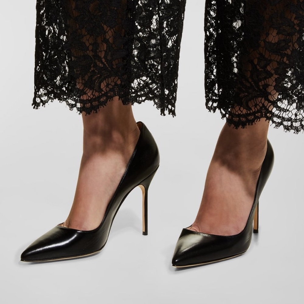 Manolo Blahnik BB 105 Black kidskin leather pump 38 1/2 8HB - Picture 2 of 14